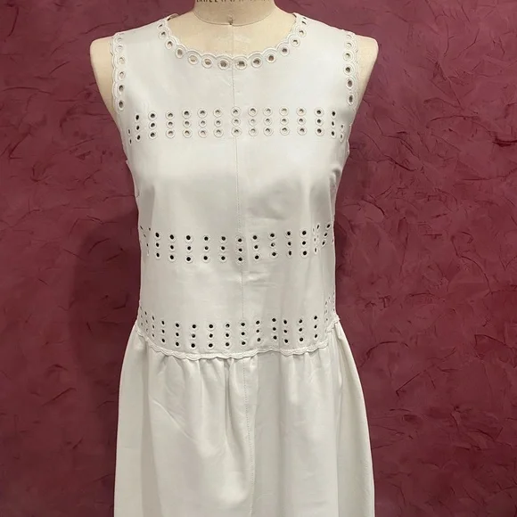 RED Valentino | Dresses | Red Valentino Scalloped White Cream Leather Dress  | Poshmark